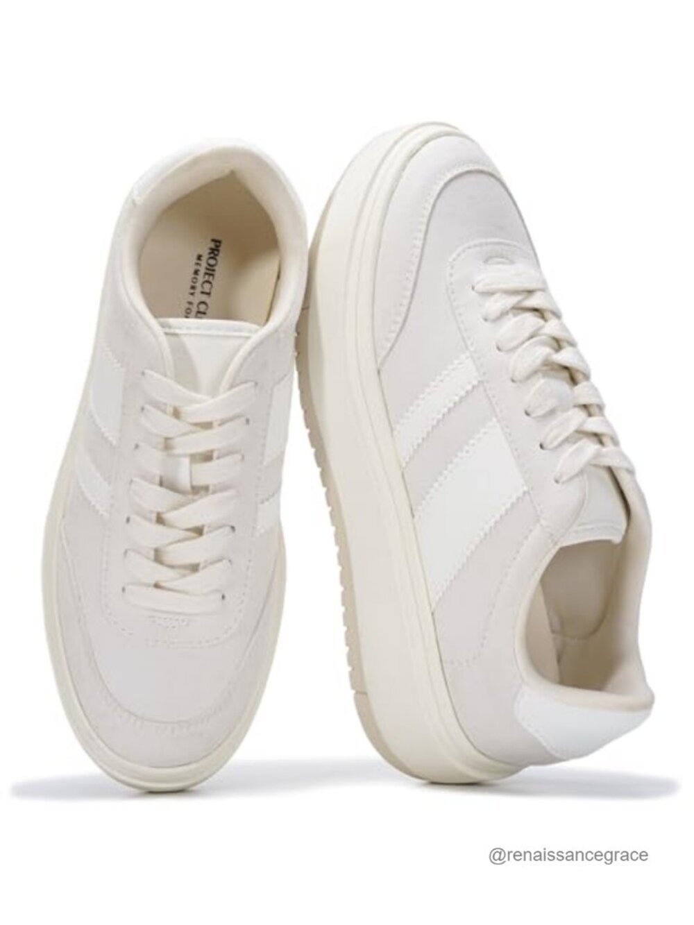 Women's Leather Fashion Sneakers Platform Sole Lace-Up Athletic Shoes